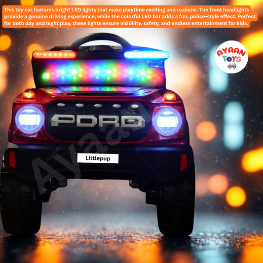 Ayaan Toys - 4x4 Electric Jeep Ride-on Car for Kids, 12V Battery Powered, Red Plastic, Remote Control, Bluetooth Music, LED Lights, Manual Drive, Ages 1-6 Years, 86x63x53cm