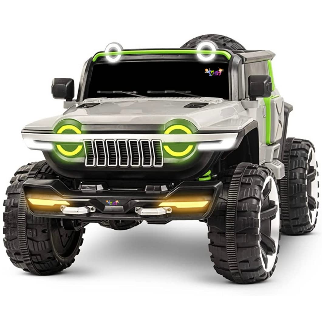 Rechargeable  4x4 Battery Operated Monster Jeep Ride On Kids Jeep with Light, Music, Rechargeable Battery Operated Jeep for Kids Drive (Grey) Age 1 to 7 Years