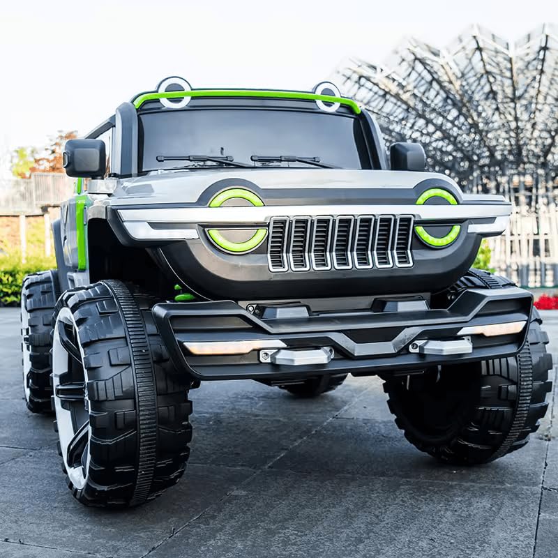 Rechargeable  4x4 Battery Operated Monster Jeep Ride On Kids Jeep with Light, Music, Rechargeable Battery Operated Jeep for Kids Drive (Grey) Age 1 to 7 Years