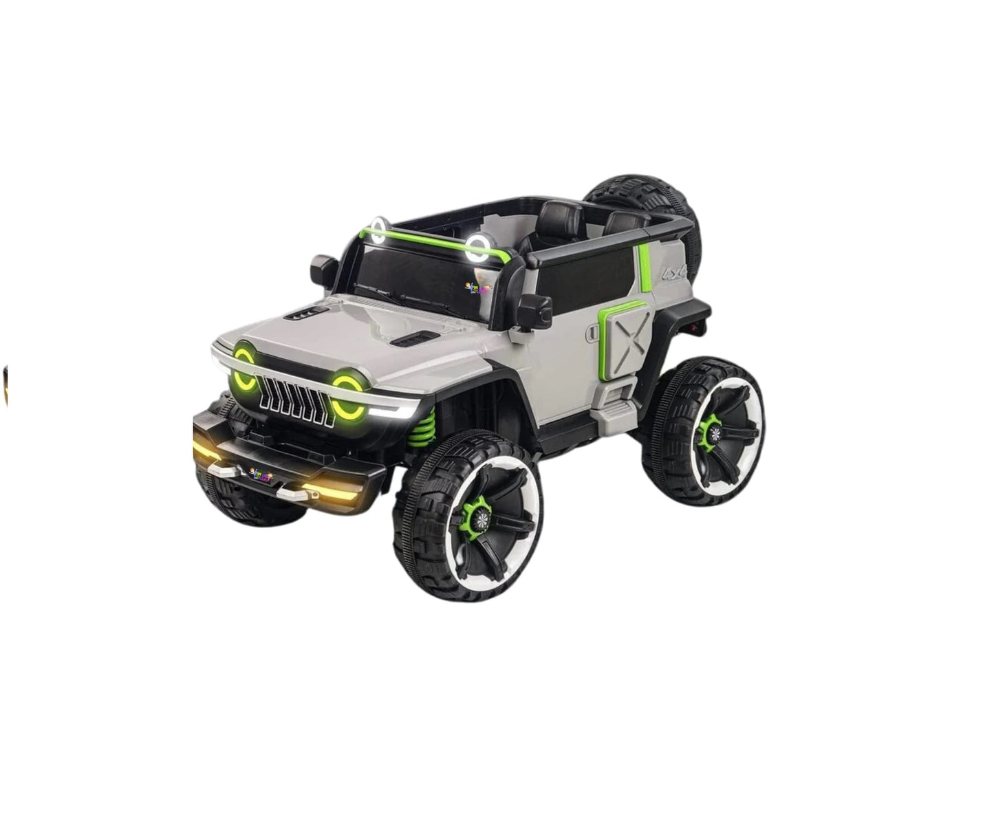 Rechargeable  4x4 Battery Operated Monster Jeep Ride On Kids Jeep with Light, Music, Rechargeable Battery Operated Jeep for Kids Drive (Grey) Age 1 to 7 Years