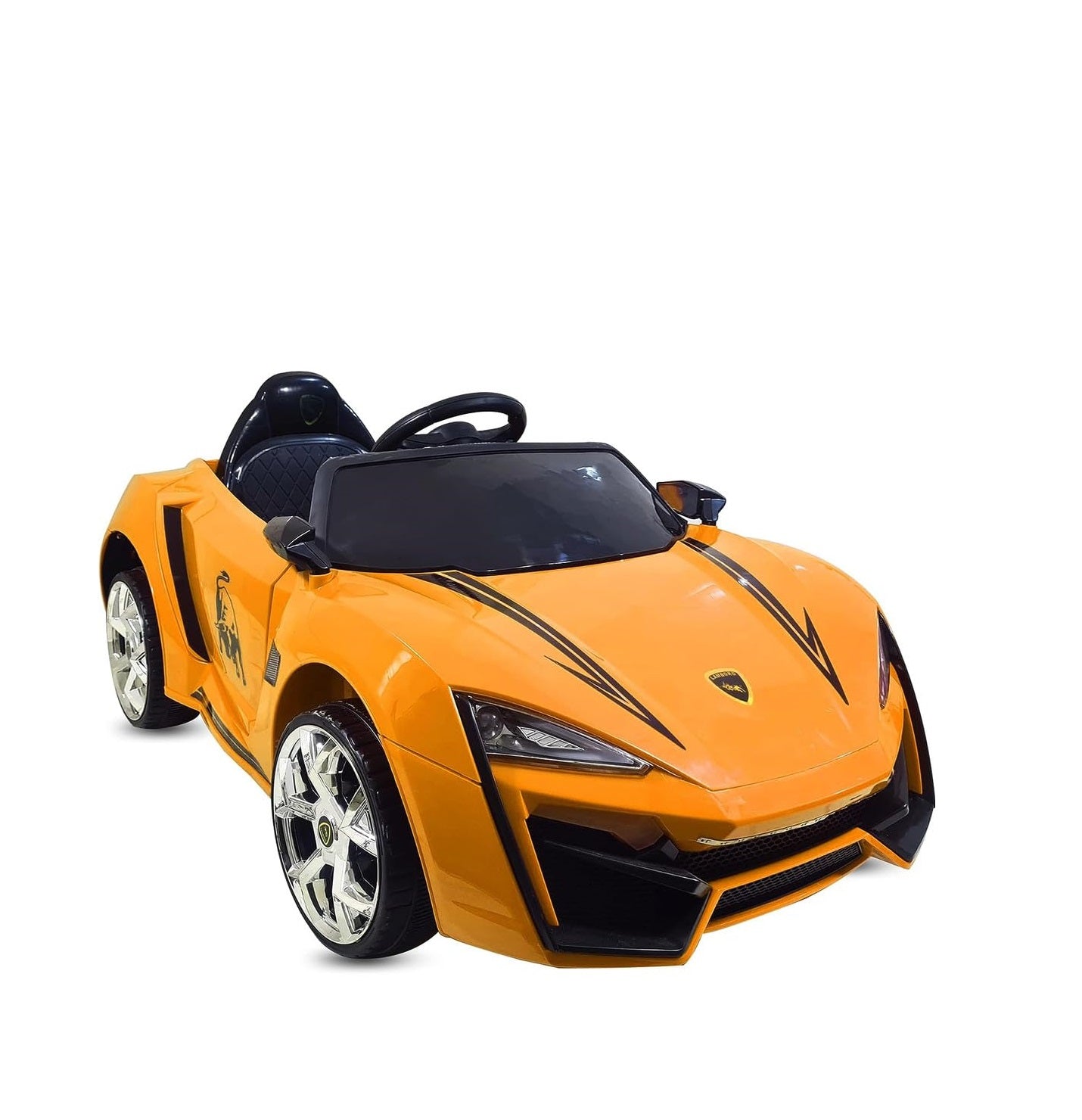 Letzride Battery Operated Ride on Car with Music, Led Lights ad Bluetooth Remote Control- Electric Ride on Car with Colorful Smoke in The Back-Orange for 2 to 5 Year Kids