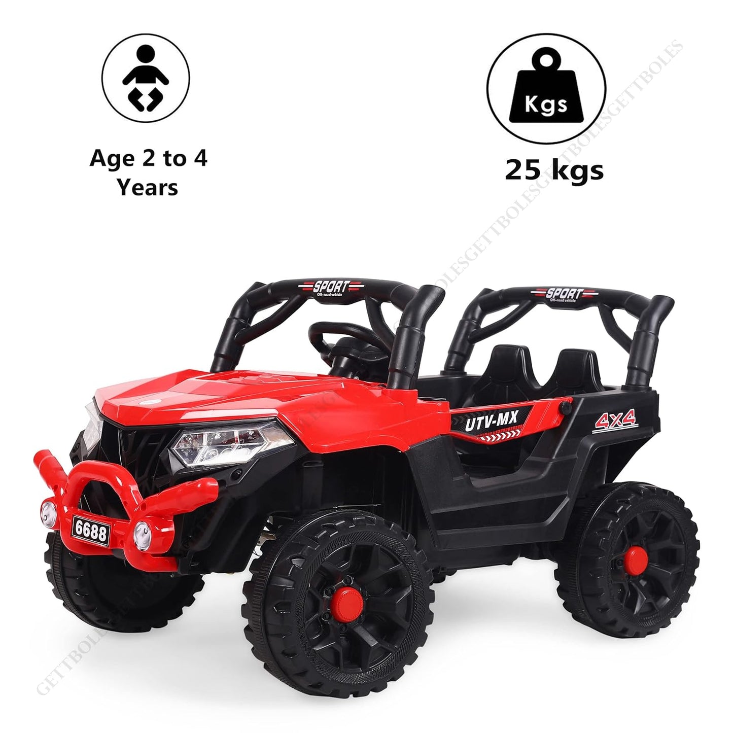 Ayaan Toys Ride on Battery Operated QUTE Giant Jeep for 1 to 4 Year Kids/Girls/Boys/Children/Toddlers to Drive, Red