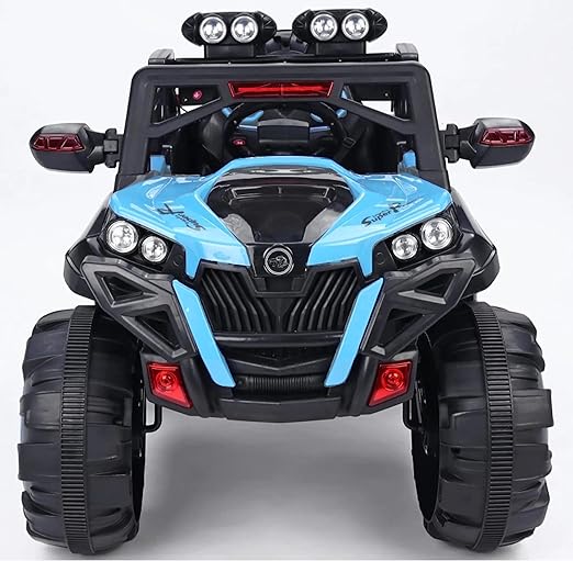 AYAAN TOYS Electric Ride-On Jeep with 4x4 Big Wheels for Kids, Featuring Music, Spring Suspension, Front & Back Swing. Suitable for Ages 1-8 Years. Available in Blue