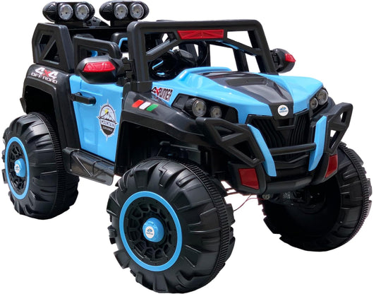AYAAN TOYS Electric Ride-On Jeep with 4x4 Big Wheels for Kids, Featuring Music, Spring Suspension, Front & Back Swing. Suitable for Ages 1-8 Years. Available in Blue