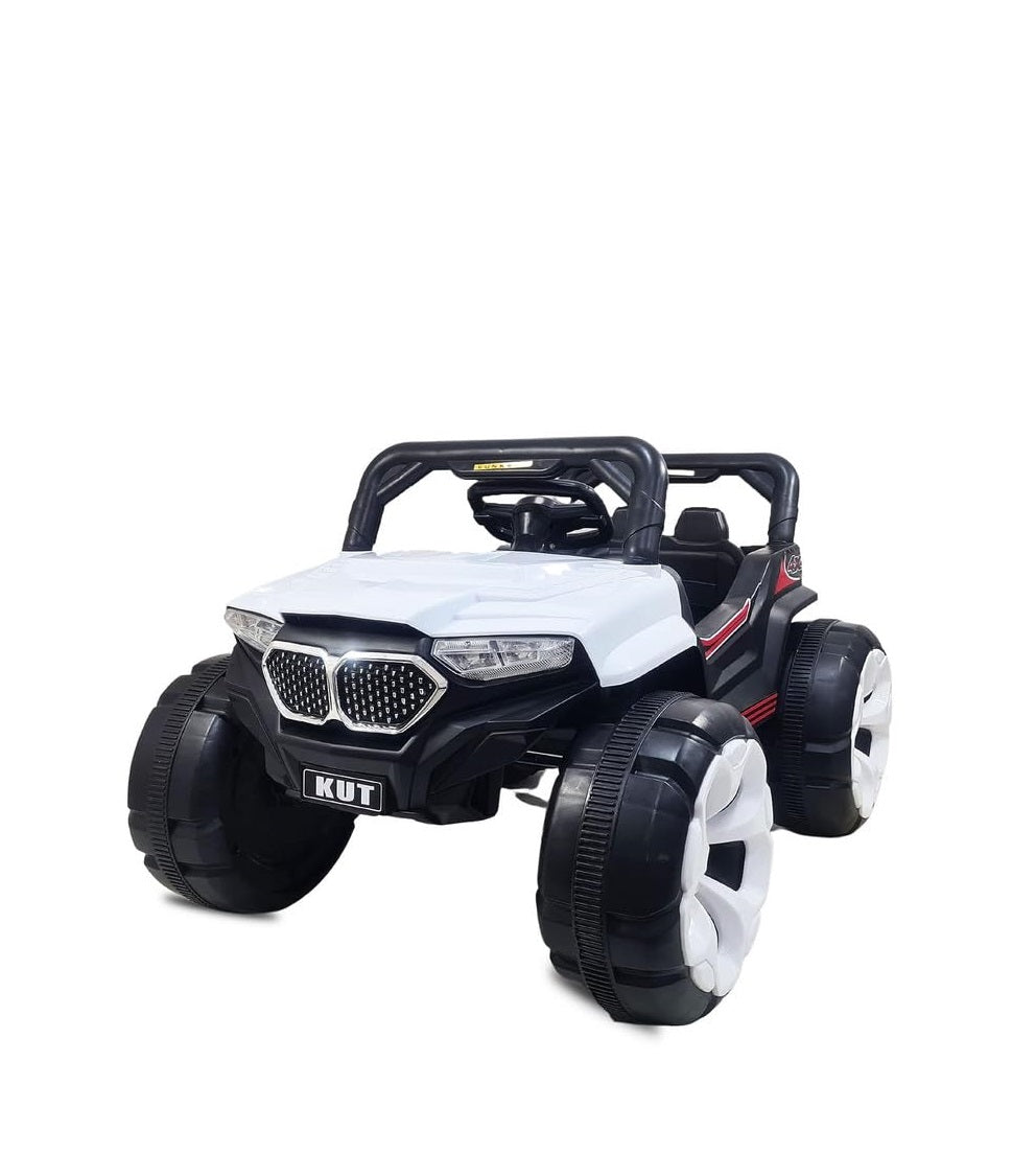 Letzride KV695 Big Wheeler Battery Operated Jeep for Kids- The Electric Ride on Car with 2x6v Batteries, Music System Swing and Remote Jeep for 2 to 4 Years Children to Drive (White)