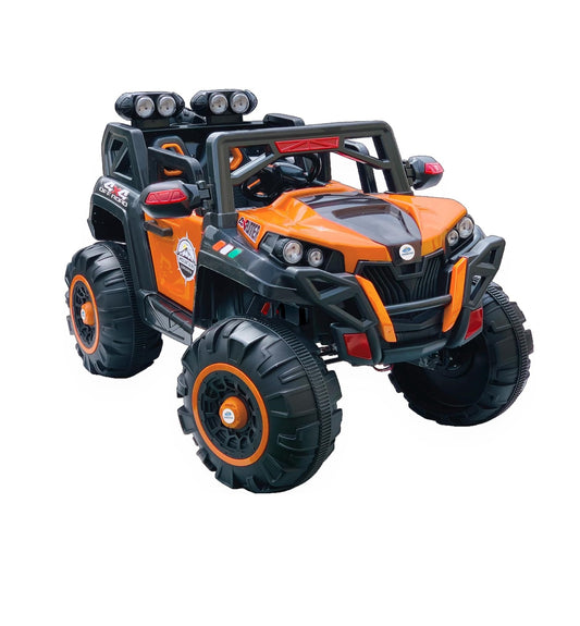 AYAAN TOYS Electric Ride-On Jeep with 4x4 Big Wheels for Kids, Featuring Music, Spring Suspension, Front & Back Swing. Suitable for Ages 1-8 Years. Available in Orange