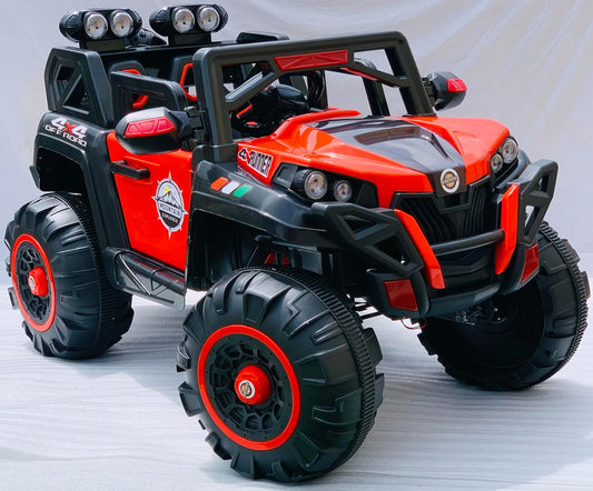 AYAAN TOYS Electric Ride-On Jeep with 4x4 Big Wheels for Kids, Featuring Music, Spring Suspension, Front & Back Swing. Suitable for Ages 1-8 Years. Available in Red