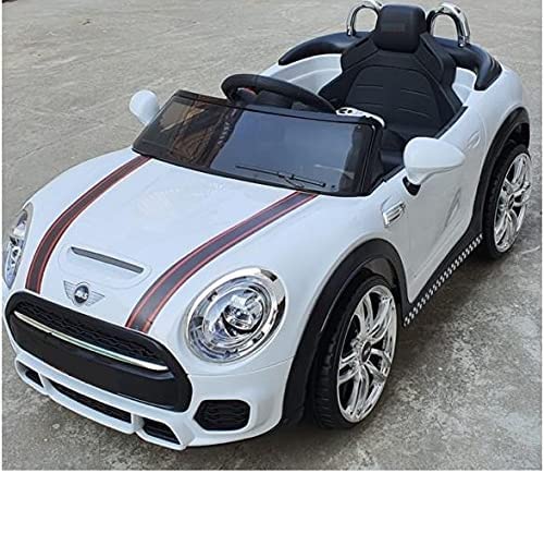 Ayaan Toys Mini Coper Electric Ride on Car for Kids with Rechargeable 12V Battery, Music, Lights and Swing. (White) Age 1 to 4 Years