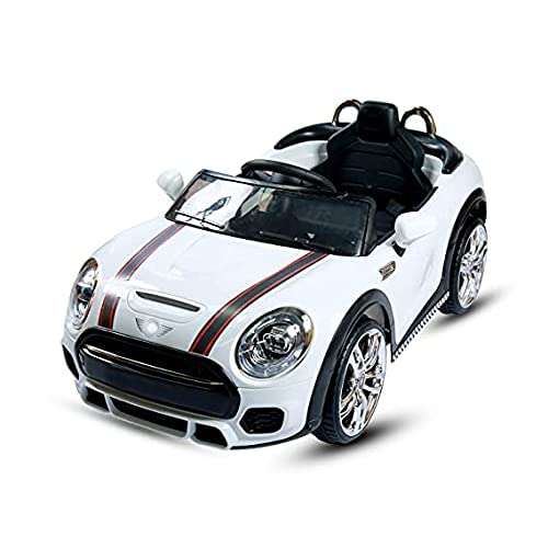 Ayaan Toys Mini Coper Electric Ride on Car for Kids with Rechargeable 12V Battery, Music, Lights and Swing. (White) Age 1 to 4 Years