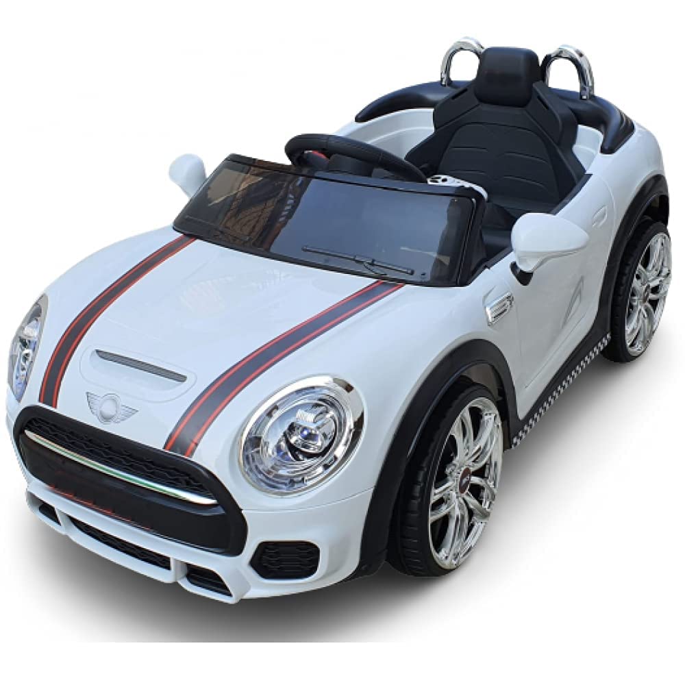 Mini Cooper Electric Ride-On Car for Kids – White | Battery Operated with Remote Control & Music