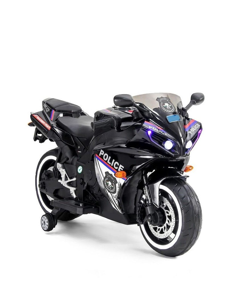 Battery Operated Ride on Bike for Kids of Age 2 to 8 Years- Electric Rechargeable Kids Bike with Hand Race, Music,Led Lights - Black
