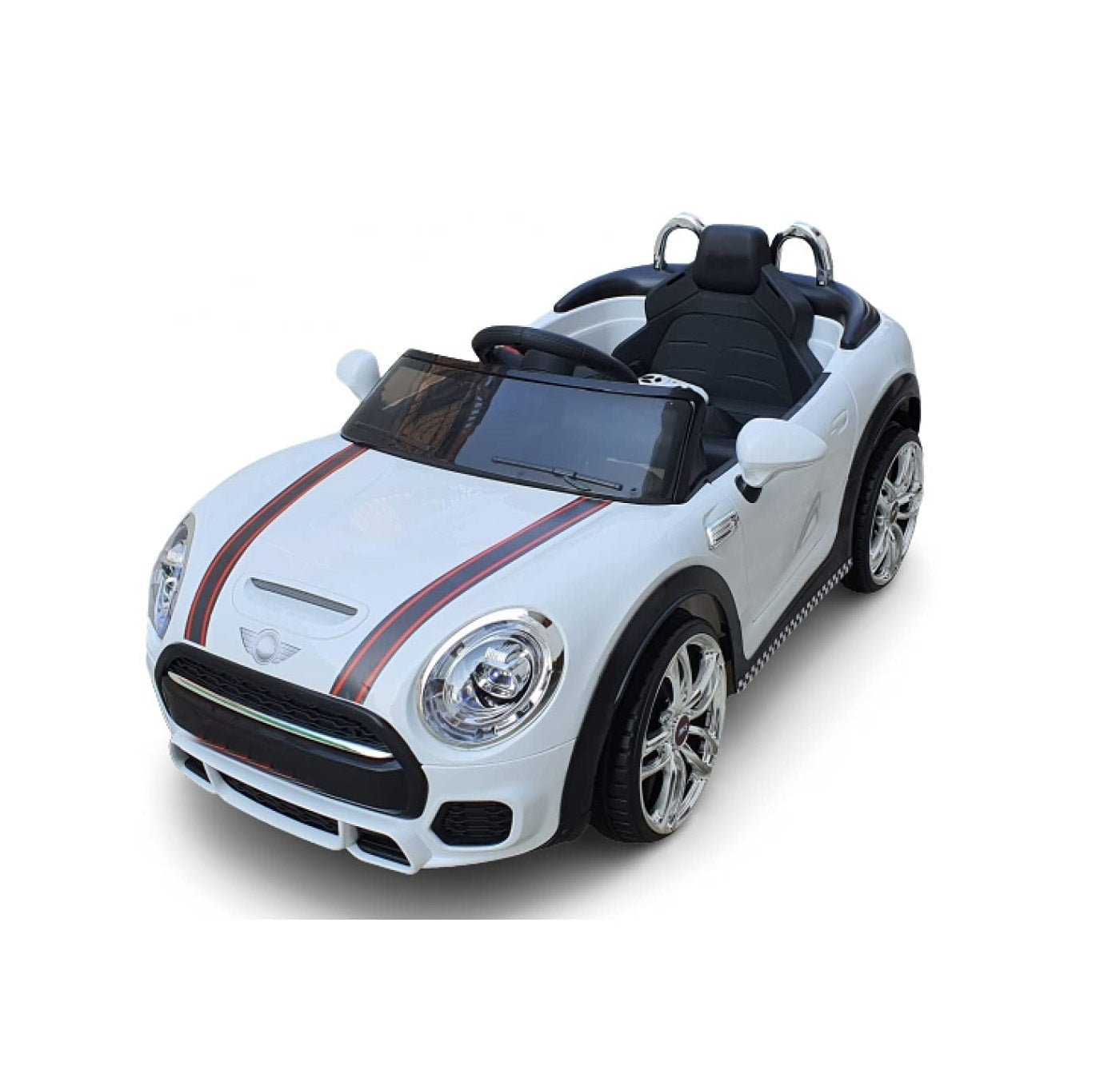 Ayaan Toys Mini Coper Electric Ride on Car for Kids with Rechargeable 12V Battery, Music, Lights and Swing. (White) Age 1 to 4 Years