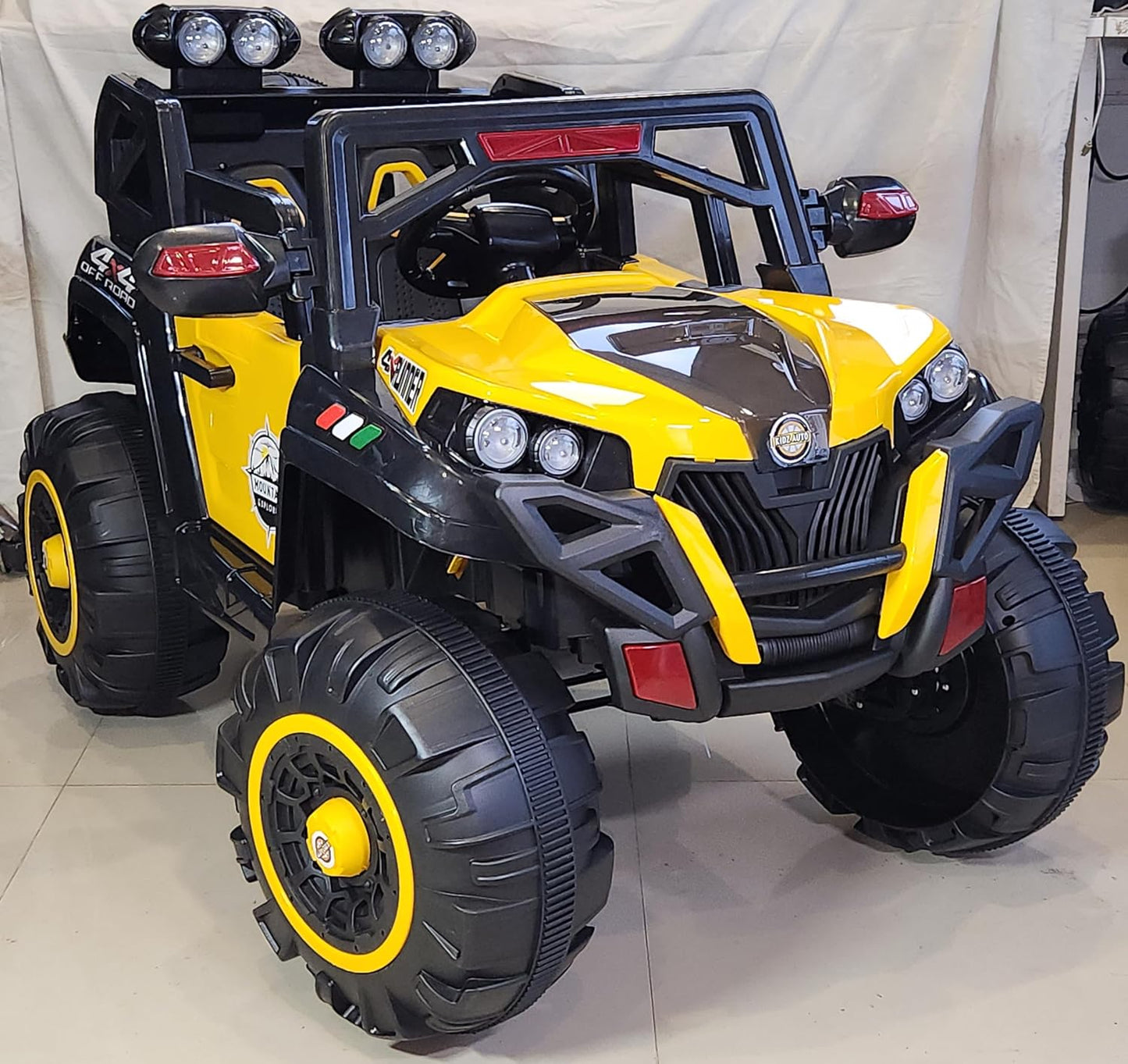Electric Ride on for Kids | Battery Car For 1 to 7 Year Kids | Car For Kids with Swing Option, Music System, Spring Suspension and Remote Control- Yellow