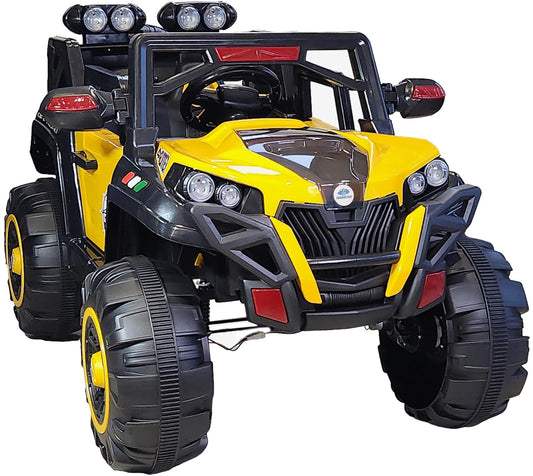 AYAAN TOYS Electric Ride-On Jeep with 4x4 Big Wheels for Kids, Featuring Music, Spring Suspension, Front & Back Swing. Suitable for Ages 1-8 Years. Available in Yellow