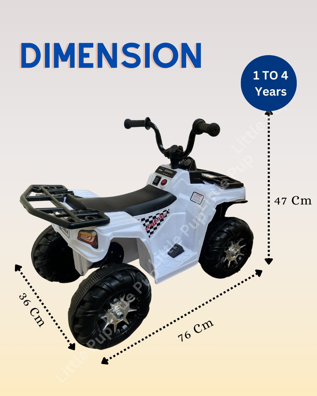 Kids Electric ATV Ride-On | Black & White 4-Wheeler with Music & Reverse Mode