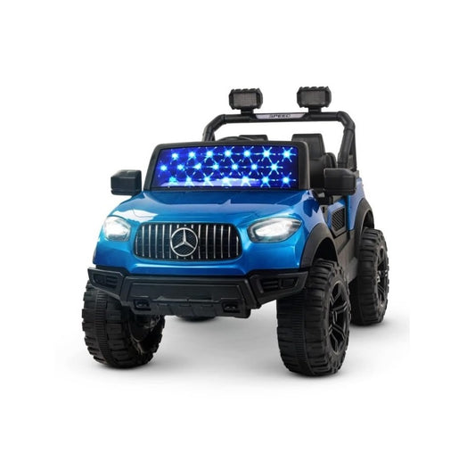 Letzride Kids Battery Operated Jeep for Kids, Ride on Toy Kids Car with Windshield Light & Music | Kids Big Electric Car Jeep | Rechargeable Battery Car for Kids to Drive 3 to 6 Years-Blue