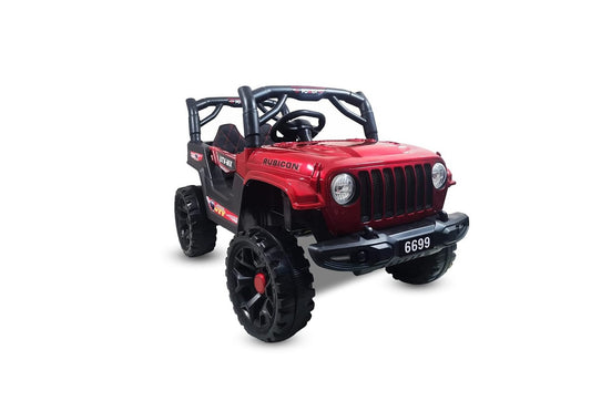 LetzrideElectric Ride on Jeep for Kids with Music, Led Lights, Swing, Bluetooth Remote and 12V Battery Operated Car for 1 to 4 Years Children to Drive (Metallic Red)