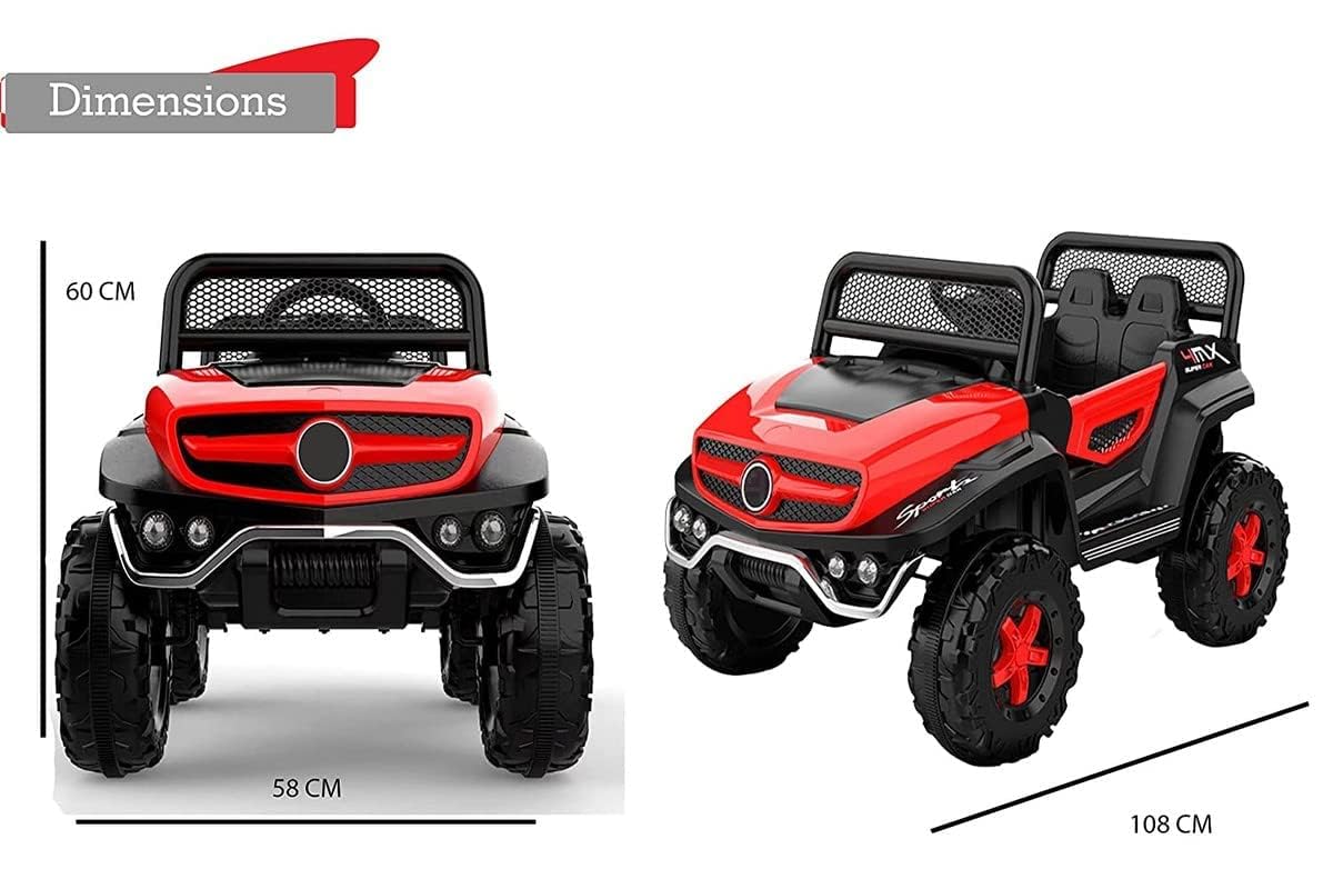 Battery Operated Ride on Jeep for Kids with Music, Lights and Swing- Electric Remote Control Ride on Jeep for Children to Drive of Age 1 to 6 Years-Red