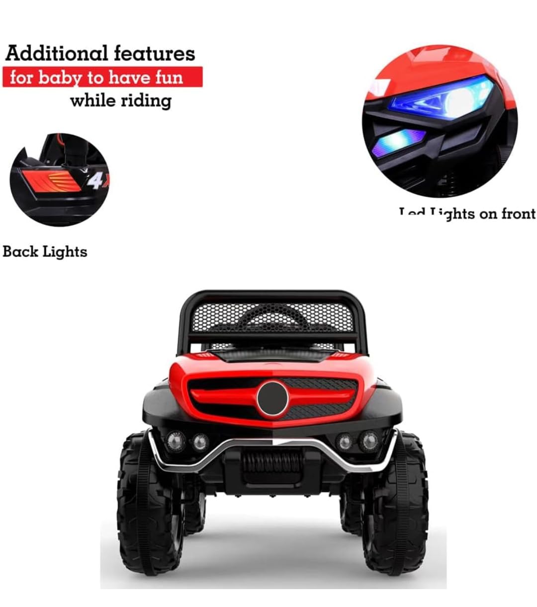 Battery Operated Ride on Jeep for Kids with Music, Lights and Swing- Electric Remote Control Ride on Jeep for Children to Drive of Age 1 to 6 Years-Red