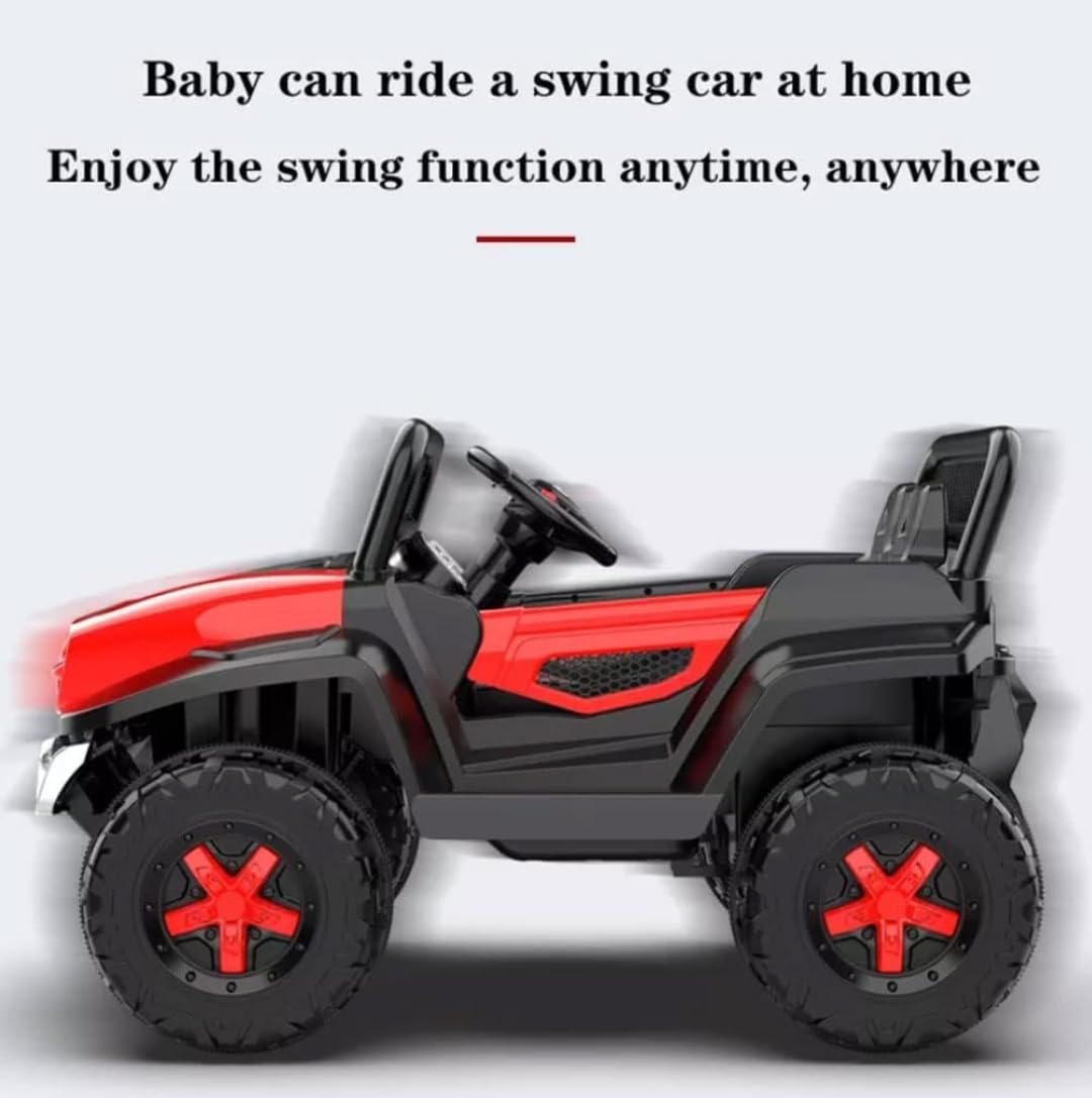 Battery Operated Ride on Jeep for Kids with Music, Lights and Swing- Electric Remote Control Ride on Jeep for Children to Drive of Age 1 to 6 Years-Red