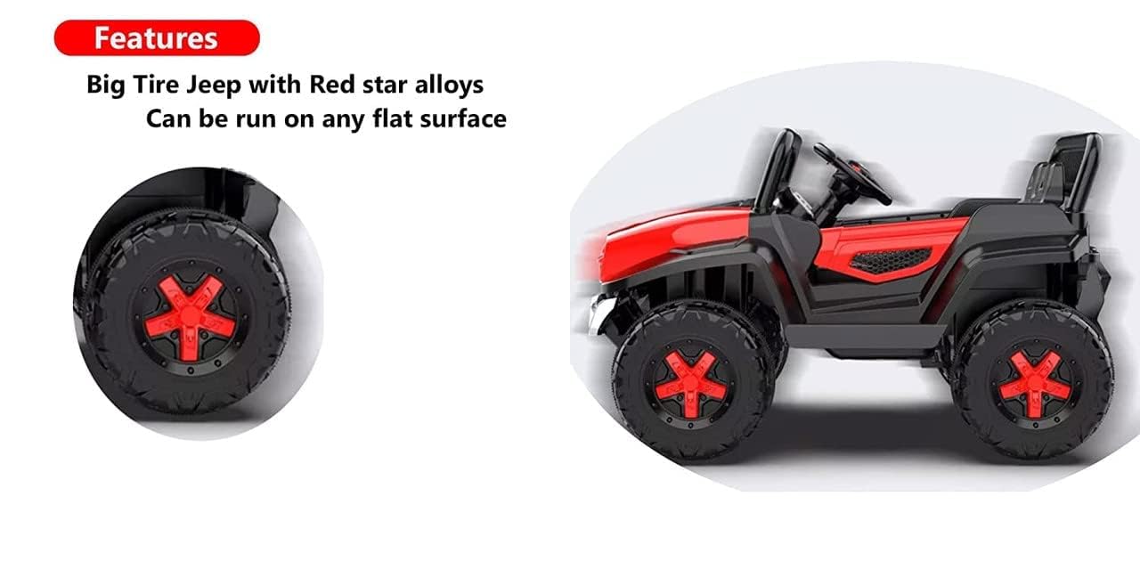 Battery Operated Ride on Jeep for Kids with Music, Lights and Swing- Electric Remote Control Ride on Jeep for Children to Drive of Age 1 to 6 Years-Red