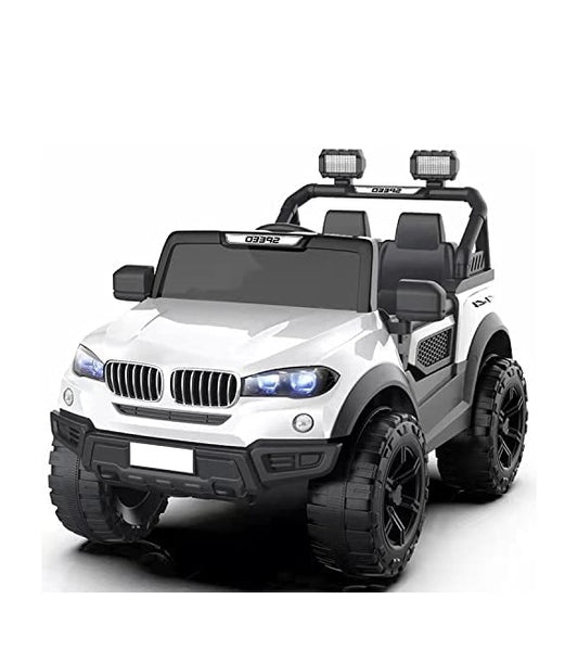 Letzride Kids Speed-888 Ride-On 12V 7ah Rechargeable Battery Operated Solid Designed Jeep for 1 to 7 Year Kids| Boys| Girls| Children - White