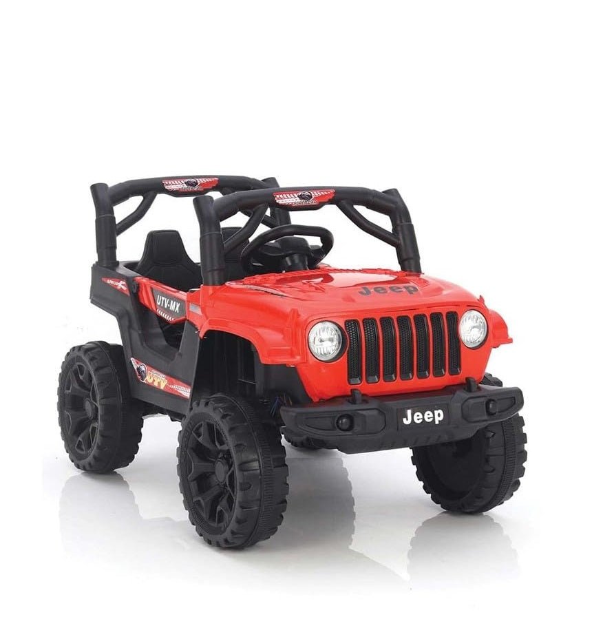 Letzride Electric Ride on Jeep for Kids with Music, Led Lights, Swing, Bluetooth Remote and 12V Battery Operated Car for1 to 4 Years Children to Drive (Red)