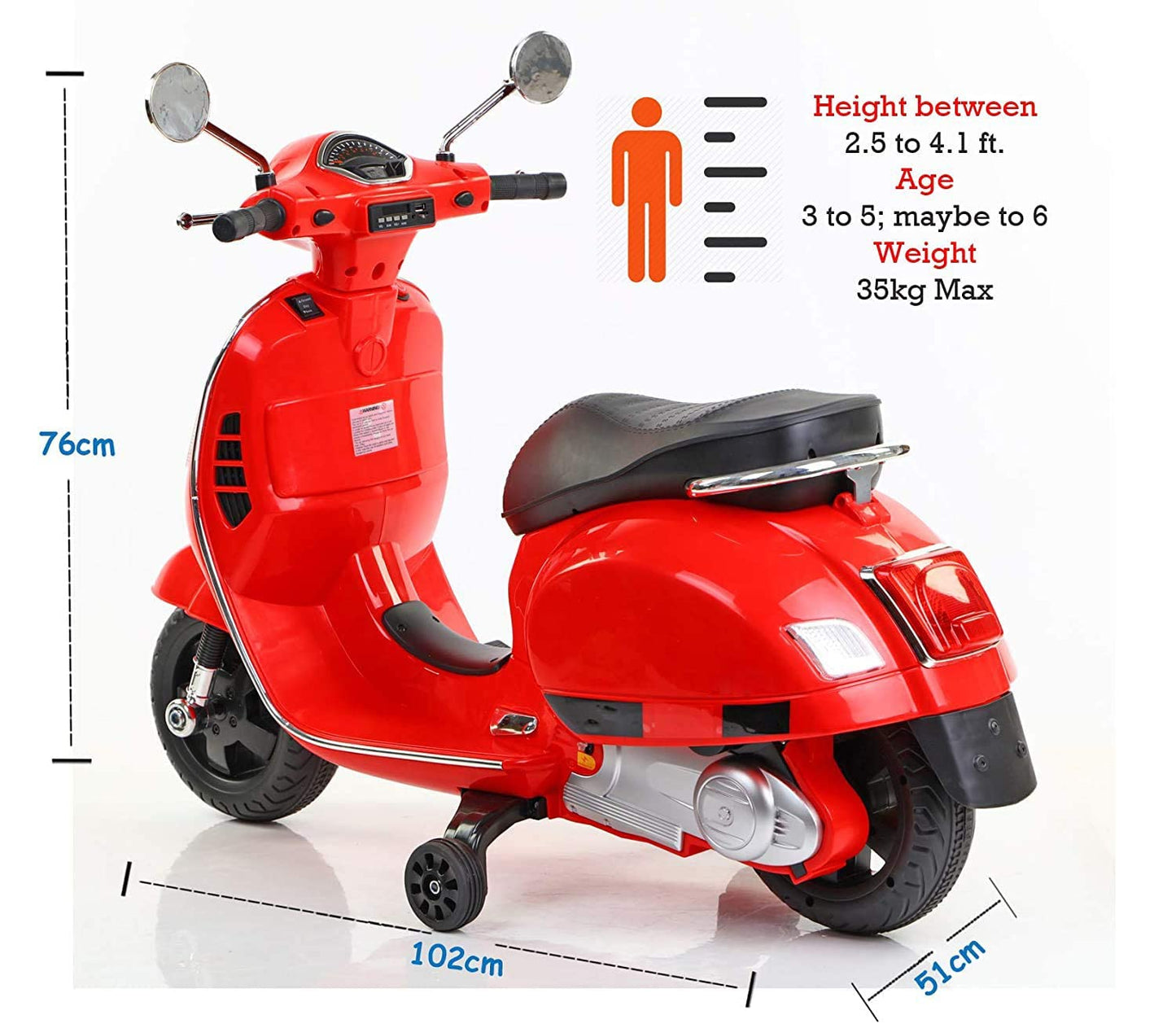 Electric Scooter for Kids | Scooter for Child | Battery Scooter with Foot Accelerator-Red