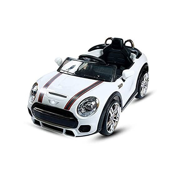 Letzride 1 to 4 Years (White) Mini Cooper Car with Openable Doors, Pull Back, Blinking Headlights and Music with Projectable