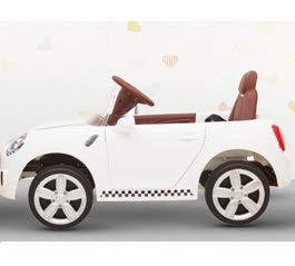 Letzride Rechargeable Ride On Mini Cooper Car (White) 1 to 4 Year Kids