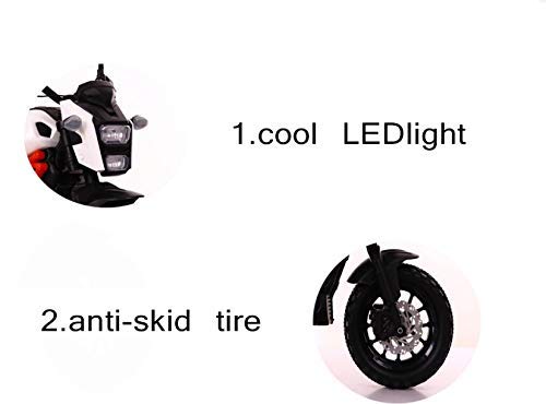 Electric Ride-on Bike for Kids | Battery-Powered Toy with LED Lights, Music, and USB Port | Battery Operated Bike - White,  1 to 4 Year Kids