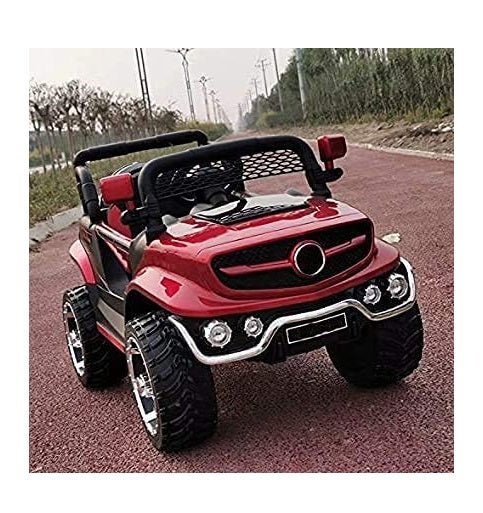 Letzride 12V Electric Rechargeable Battery Operated V8 Biturbo Jeep Car for Kids 1 to 7 Years, Red