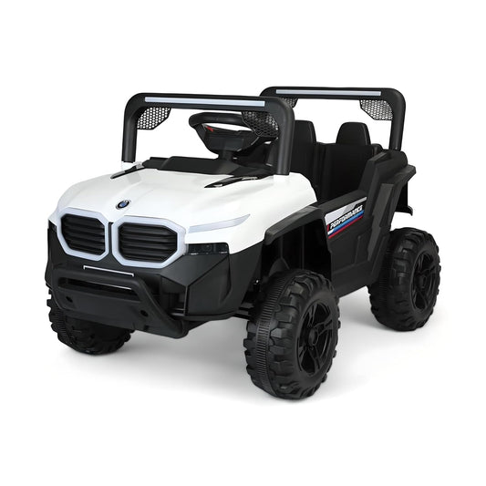 AYAAN TOYS Battery-Operated Ride-on Jeep for Kids, Featuring Dual Control Mode, Swing Function Equipped with Seat Belts & Suspension Springs, Suitable for Children Aged 2 to 5 Years - White