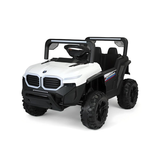 AYAAN TOYS Battery-Operated Ride-on Jeep for Kids, Featuring Dual Control Mode, Swing Function Equipped with Seat Belts & Suspension Springs, Suitable for Children Aged 2 to 5 Years - White