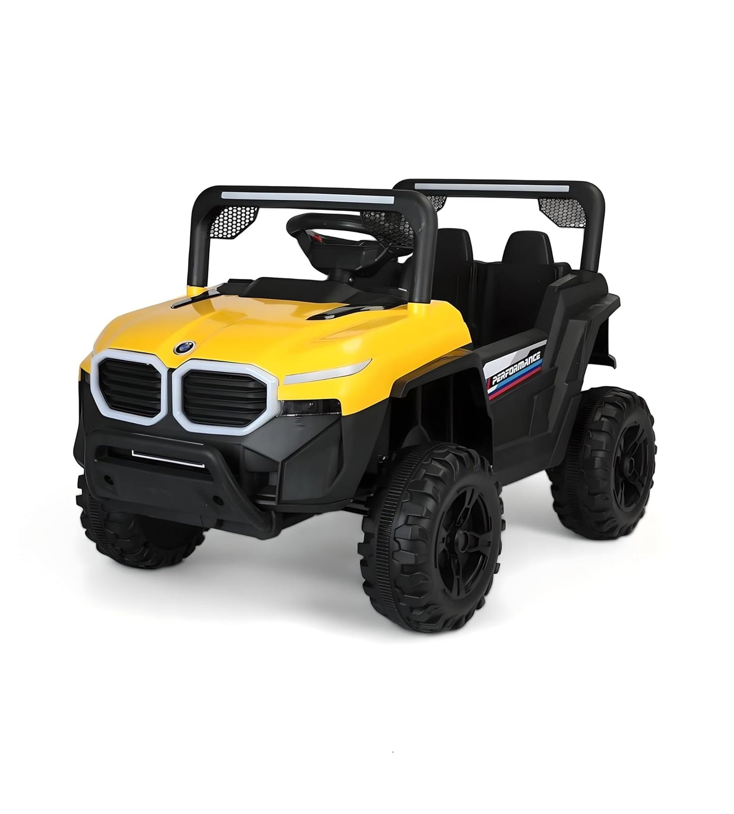 AYAAN TOYS Battery-Operated Ride-on Jeep for Kids, Featuring Dual Control Mode, Swing Function Equipped with Seat Belts & Suspension Springs, Suitable for Children Aged 2 to 5 Years - Yellow