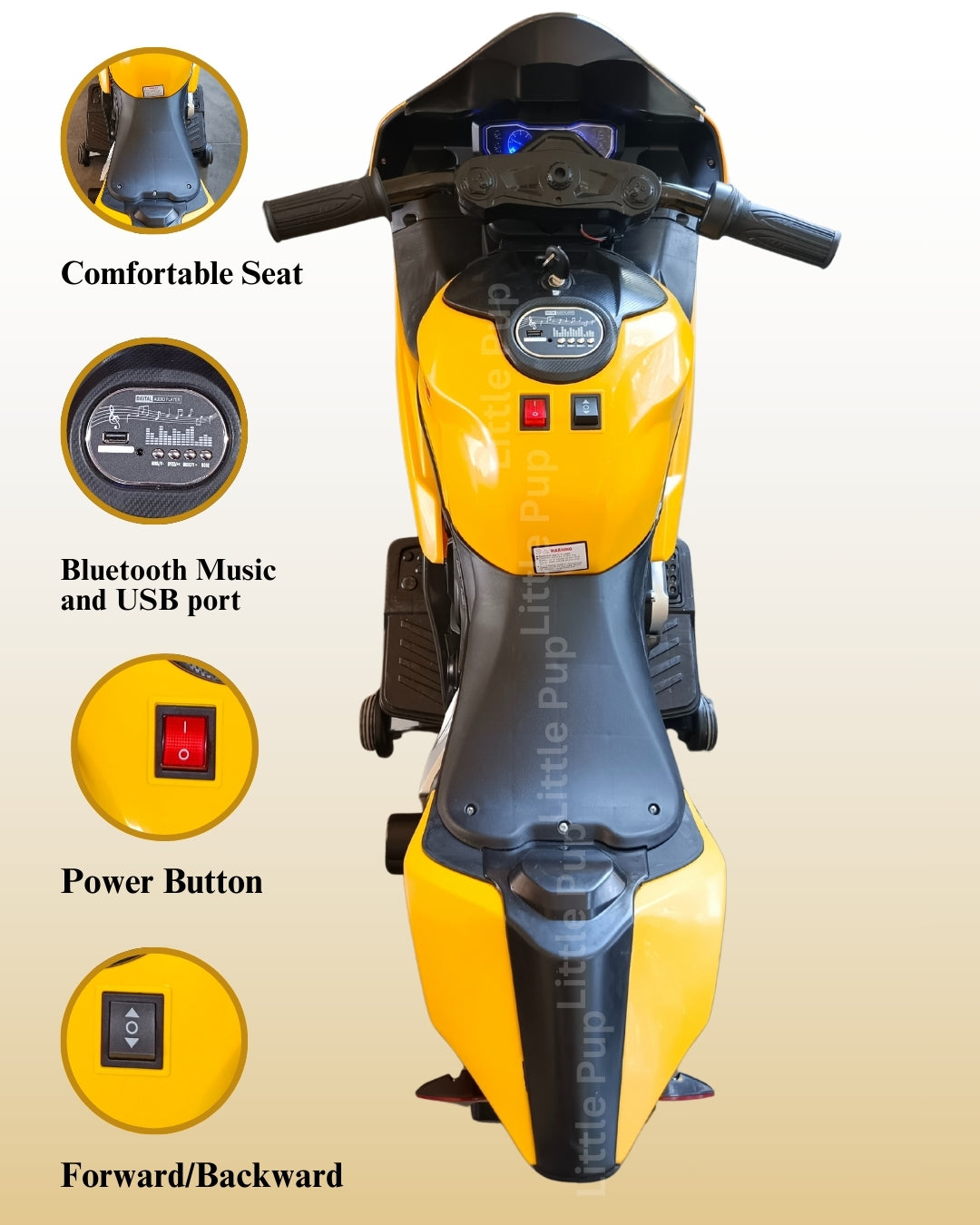 Yamaha RR Kids Electric Ride-On Motorcycle – 12V Battery Powered Yellow Sports Bike