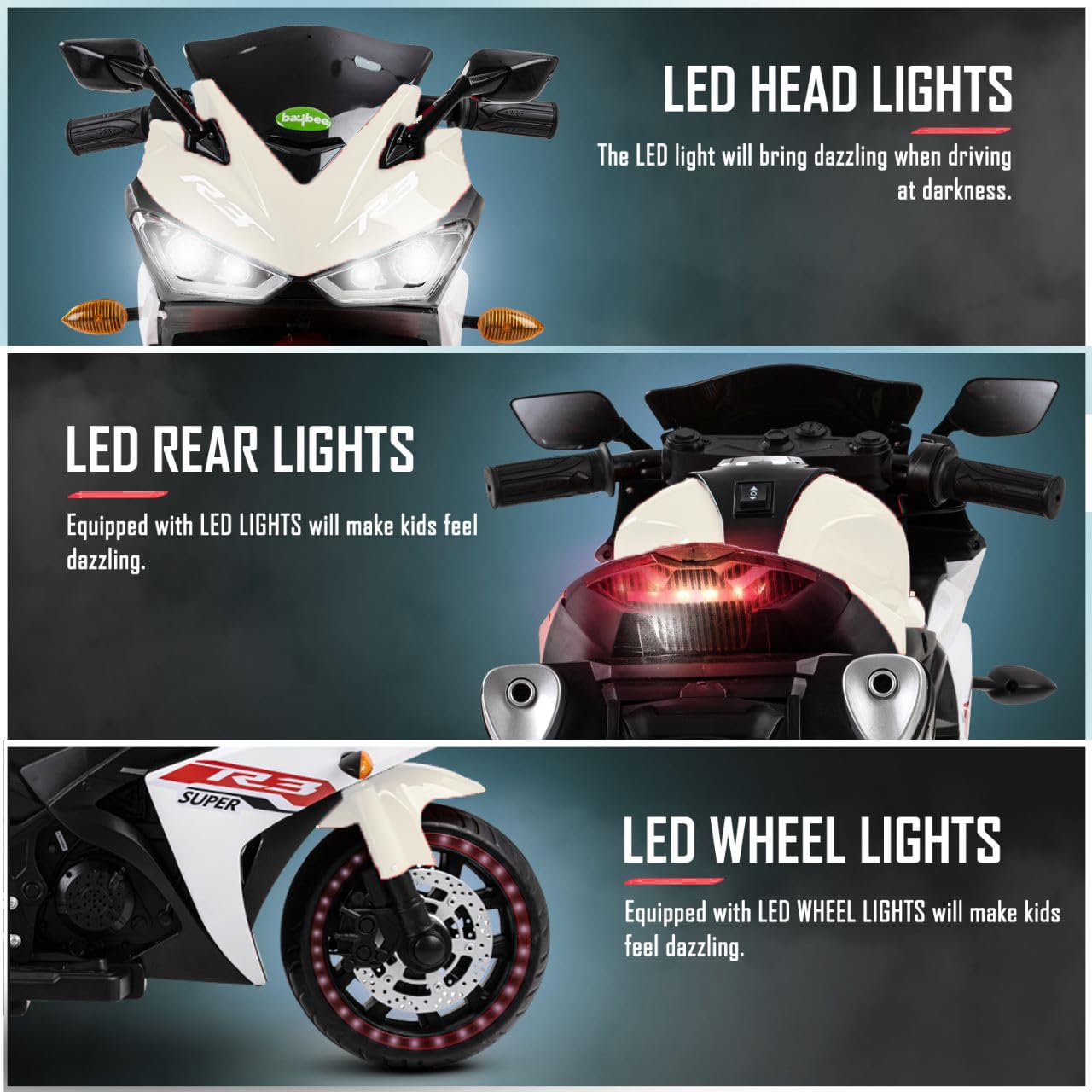 Electric Bike R3 for Kids | Battery Bike |  Electric Ride-On for Kids [Ages 2 to 5 Years- White