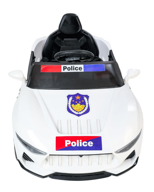 Ayaan ToysElectric Police Car for Kids: a Thrilling Rechargeable Ride-on car Adventure Complete with Lights and Siren, Available in a Sleek White Design. Age 1 to 4 Year