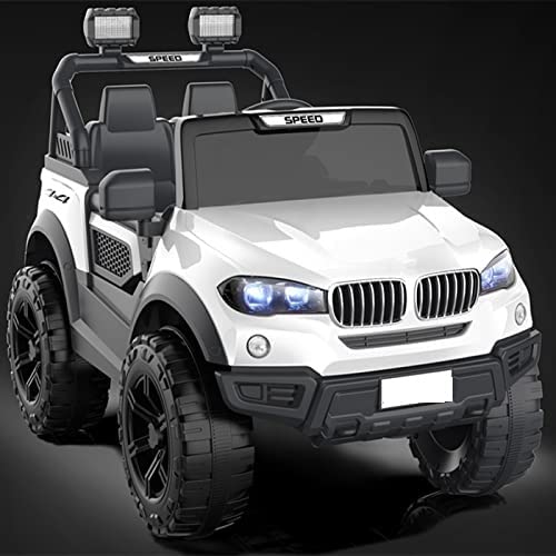 Letzride Kids Speed-888 Ride-On 12V 7ah Rechargeable Battery Operated Solid Designed Jeep for 1 to 7 Year Kids| Boys| Girls| Children - White