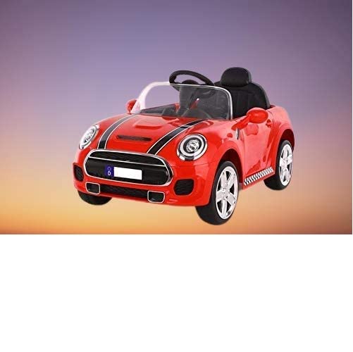 Battery Operated Car For Kids | Red Mini Coper Electric Ride on Car for Kids with Rechargeable 12V Battery, Music, Lights and Swing. Age - 1 to 4 Year