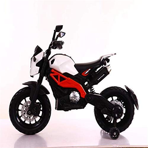 Electric Ride-on Bike for Kids | Battery-Powered Toy with LED Lights, Music, and USB Port | Battery Operated Bike - White,  1 to 4 Year Kids