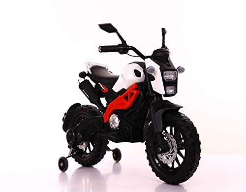 Electric Ride-on Bike for Kids | Battery-Powered Toy with LED Lights, Music, and USB Port | Battery Operated Bike - White,  1 to 4 Year Kids