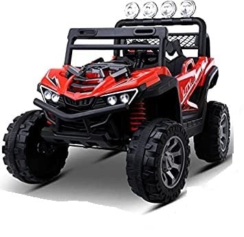 Letzride Kids Ride-On 12V 7ah Rechargeable Battery Operated Jeep with Remote and Mobile Application Control System for 1 to 8 Year Kids| Boys| Girls| Children - Red