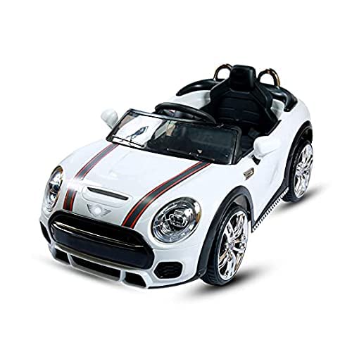 Letzride 1 to 4 Years (White) Mini Cooper Car with Openable Doors, Pull Back, Blinking Headlights and Music with Projectable