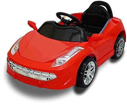 Letzride Electric Car with Double Motor, Lights, Bluetooth Remote and Double Battery Operated Ride on Car for Kids of Age 1 to 2.5 Years - Red