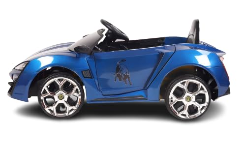 Letzride Battery Operated Ride on Car with Music, Led Lights ad Bluetooth Remote Control- Electric Ride on Car with Colorful Smoke in The Back-Blue for 2 to 5 Year Kids