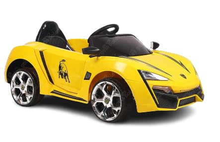 Letzride Battery Operated Ride on Car with Music, Led Lights ad Bluetooth Remote Control- Electric Ride on Car with Colorful Smoke in The Back-Yellow for 2 to 5 Year Kids