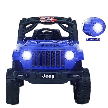 Letzride Electric Ride on Jeep for Kids with Music, Led Lights, Swing, Bluetooth Remote and 12V Battery Operated Car for 1 to 4 Years Children to Drive (Blue)