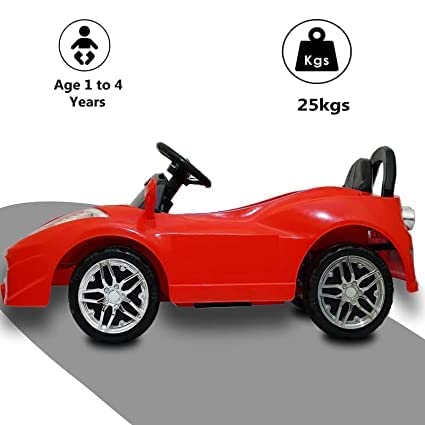 Letzride Electric Car with Double Motor, Lights, Bluetooth Remote and Double Battery Operated Ride on Car for Kids of Age 1 to 2.5 Years - Red