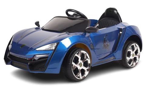Letzride Battery Operated Ride on Car with Music, Led Lights ad Bluetooth Remote Control- Electric Ride on Car with Colorful Smoke in The Back-Blue for 2 to 5 Year Kids